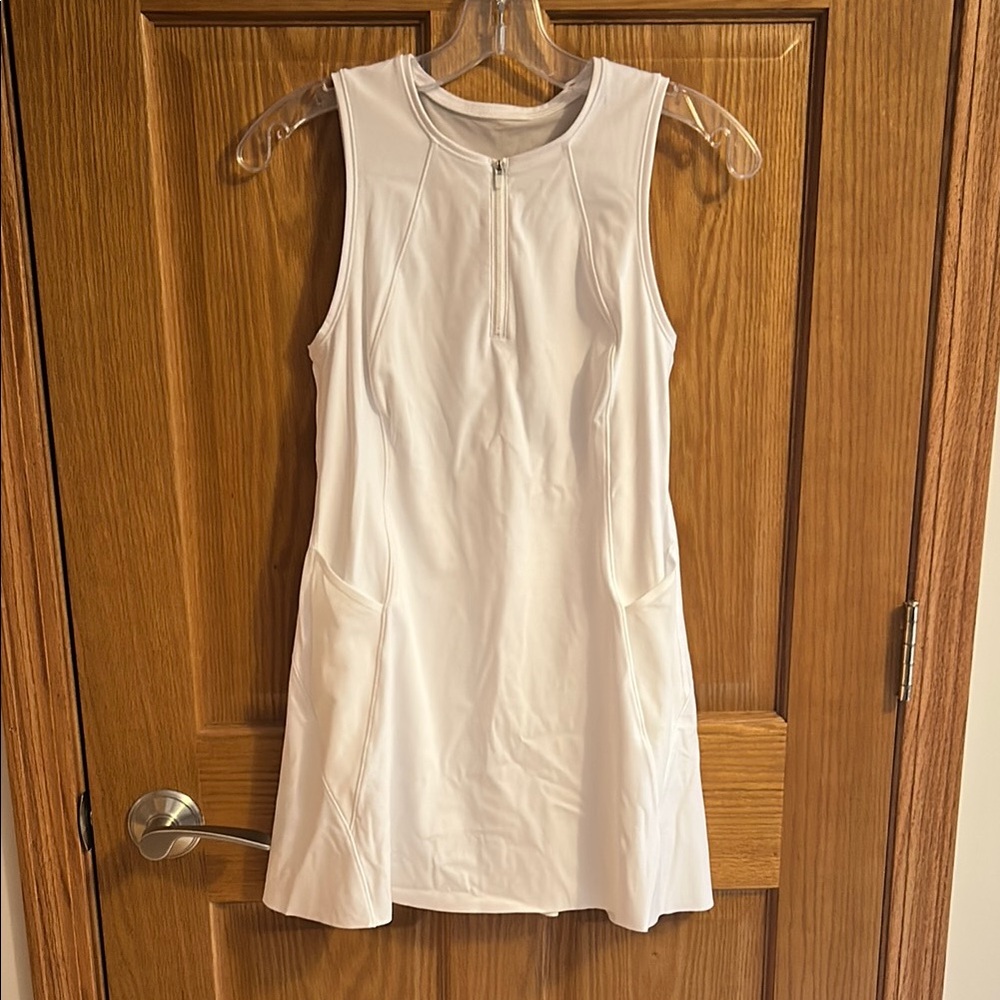 Athleta Sports White Sleeveless Dress with Zip Front (no attached shorts)